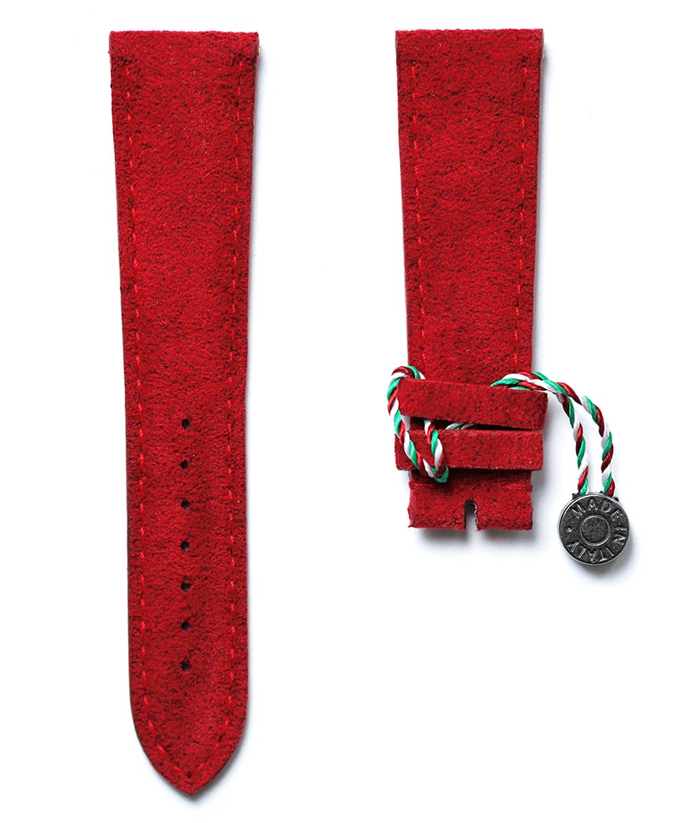 NJ303-R Ruby Red Alcantara Strap. Red stitching