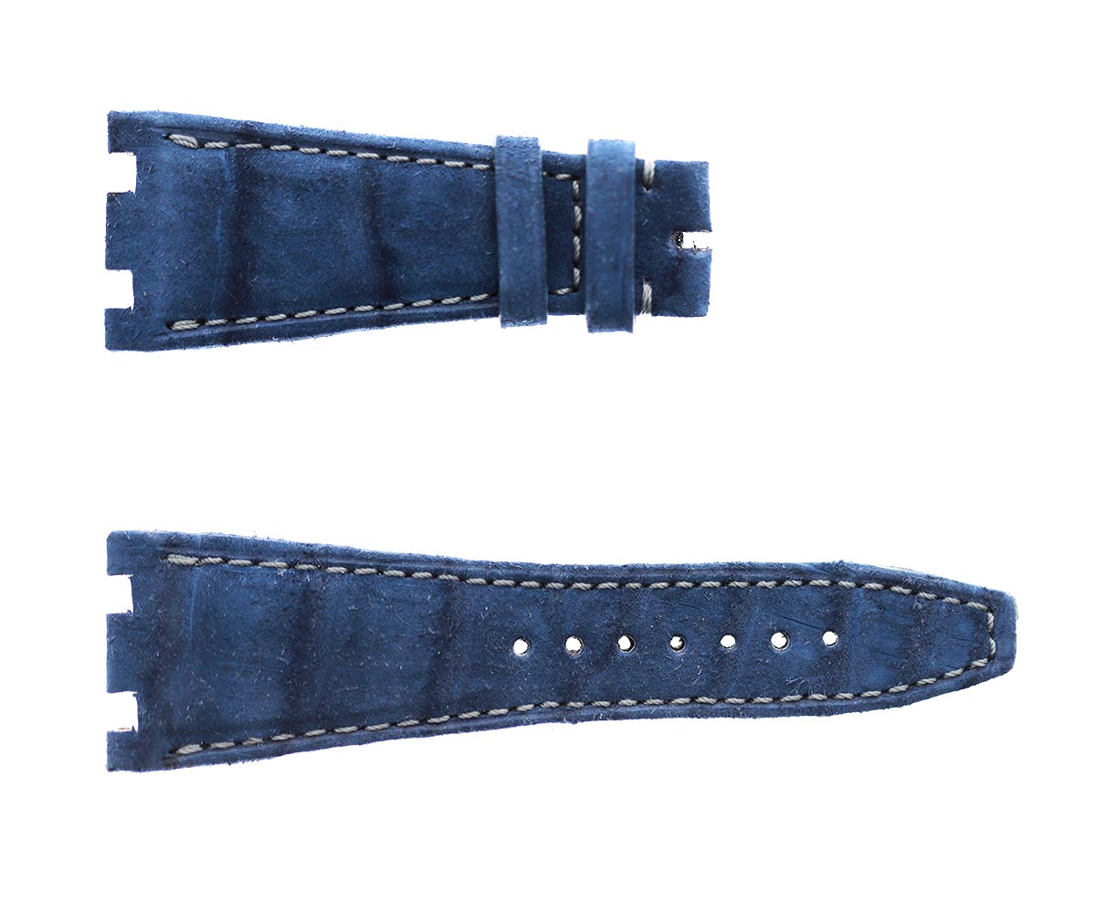 Audemars Piguet Royal Oak Offshore style watch strap 28mm in Ocean Blue Suede-touch Alligator Nubuck leather