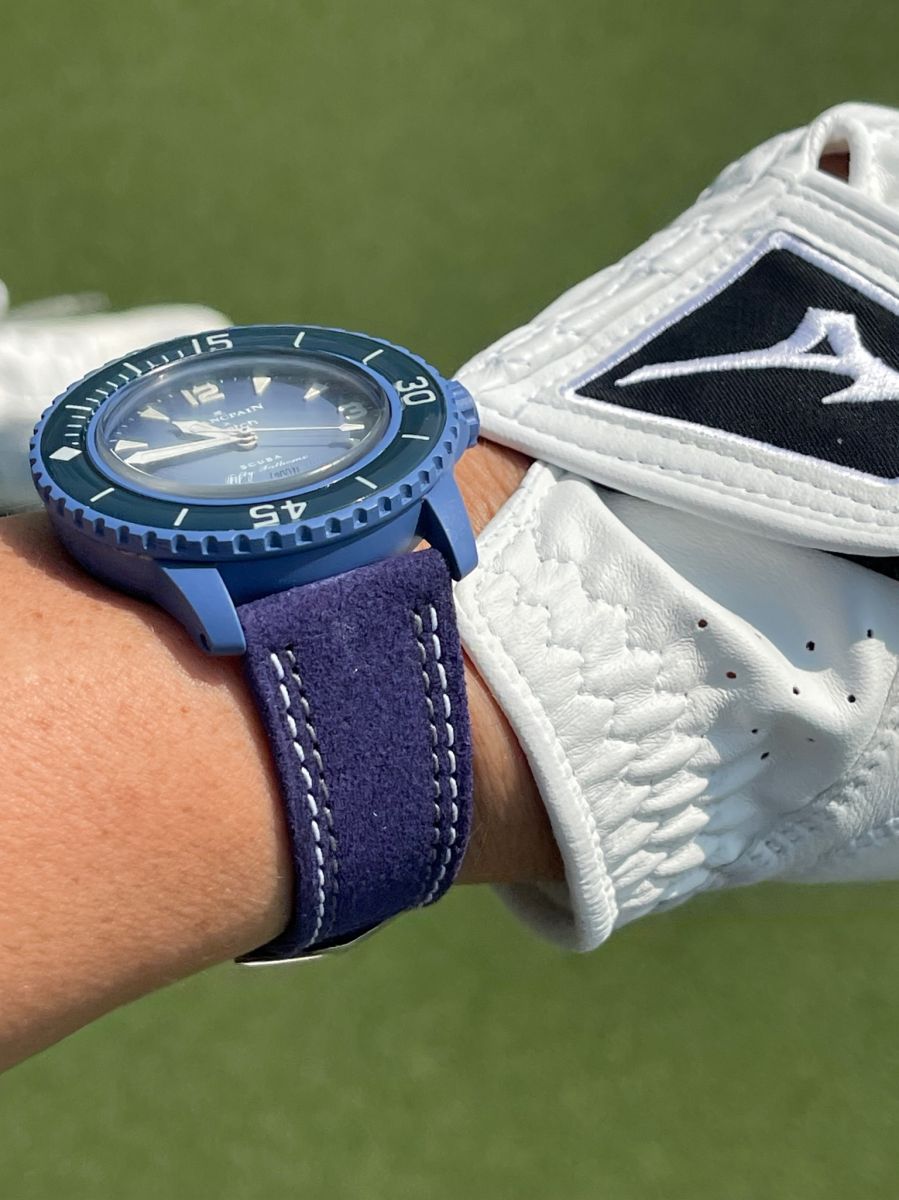 Barracuda Blue Alcantara strap 21mm / Blancpain Swatch SCUBA Atlantic Ocean Fifty Fathoms style