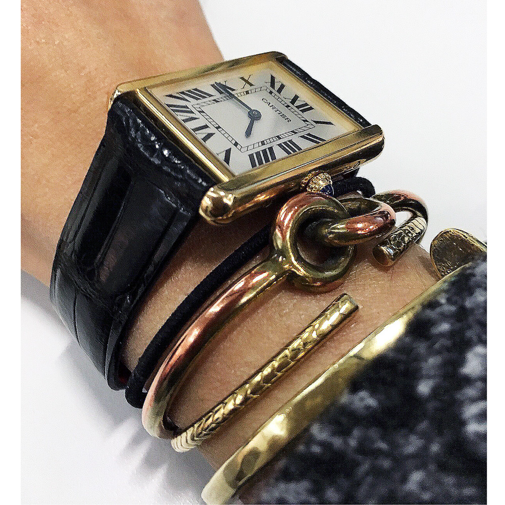 Cartier Tank Anglaise #3167 style watch strap in Black Alligator