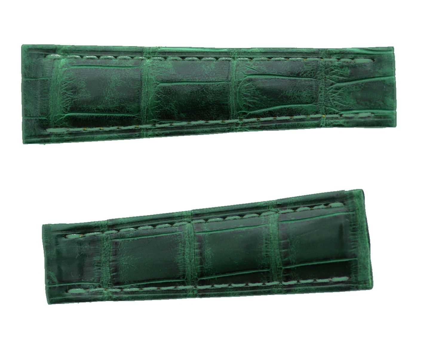 Green Emerald Matte Alligator Leather strap 20mm Rolex Daytona style. On-tone stitching