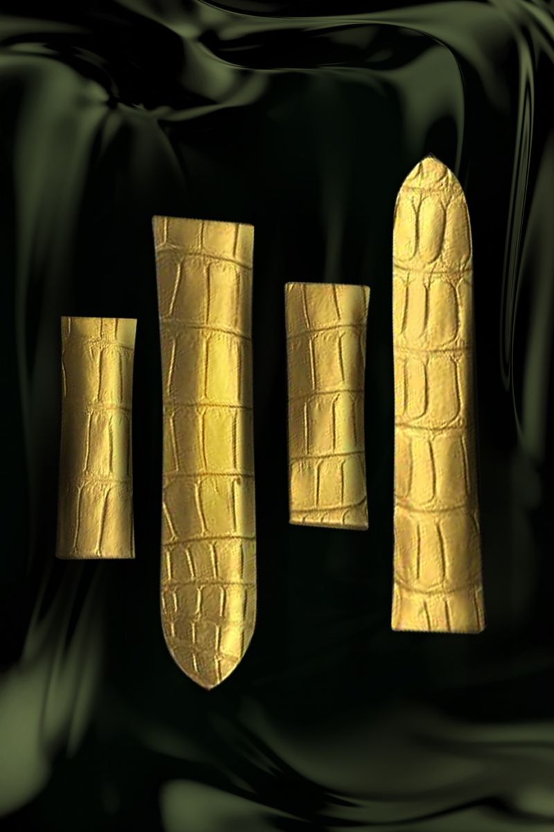 EXCLUSIVE: Cartier Tank Strap in Yellow 24 Kt Gold Plated Alligator leather