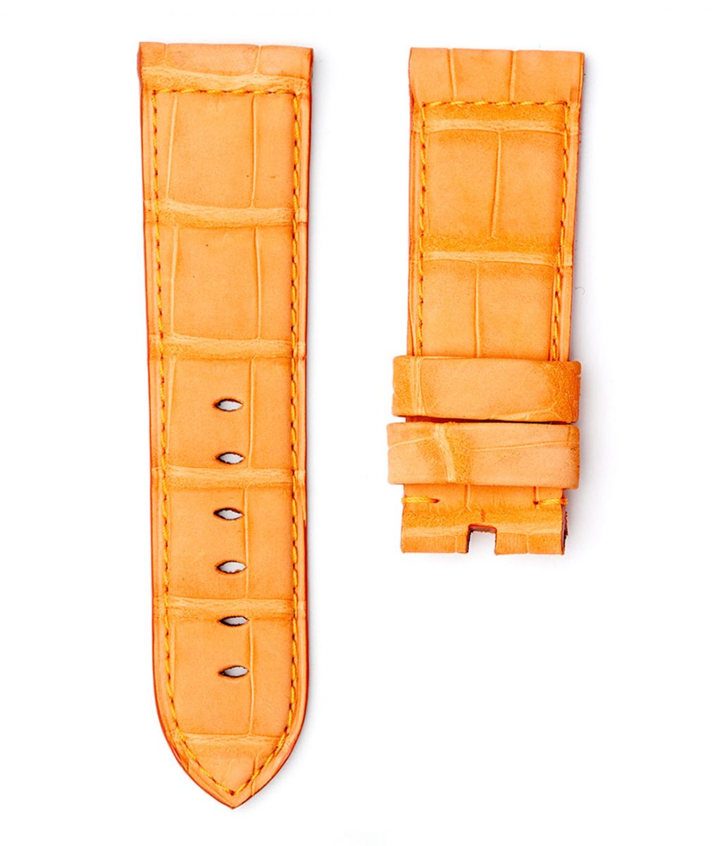 Orange Suede Nubuck Alligator strap Panerai style