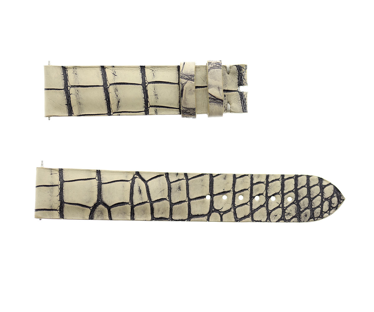 #1-137213990-G.182.98-BESPOKE Vintage White Alligator strap 20x18mm