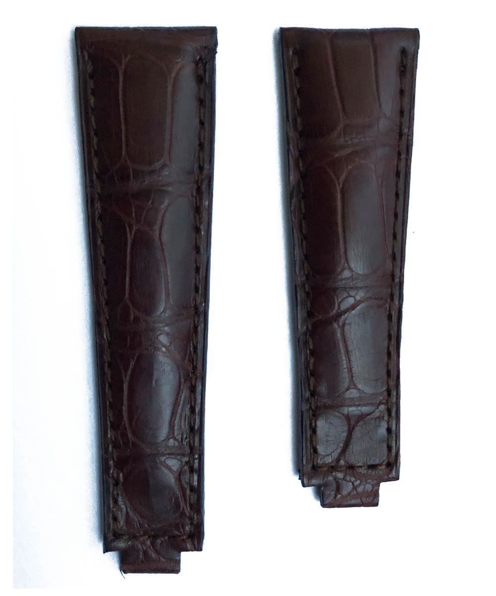 Chocolate Brown Alligator leather strap 20mm for Rolex Daytona / Yacht Master with Oysterflex