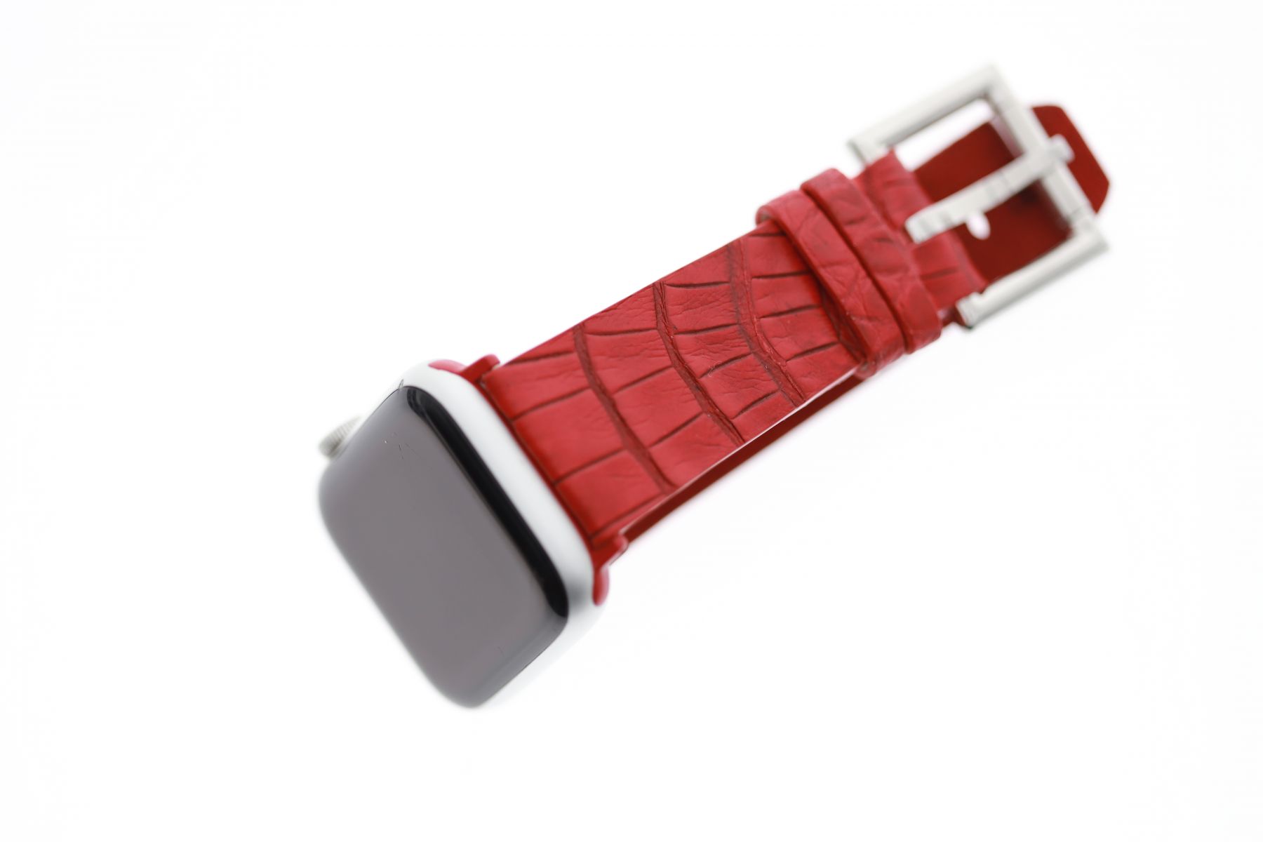 Caiman leather Apple Watch Strap (All generations) with Fixed buckle / RED FLAME