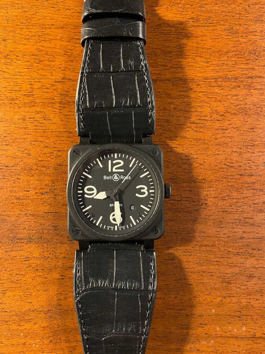 Bell & Ross BR01-BR03 style Black Alligator strap 35mm
