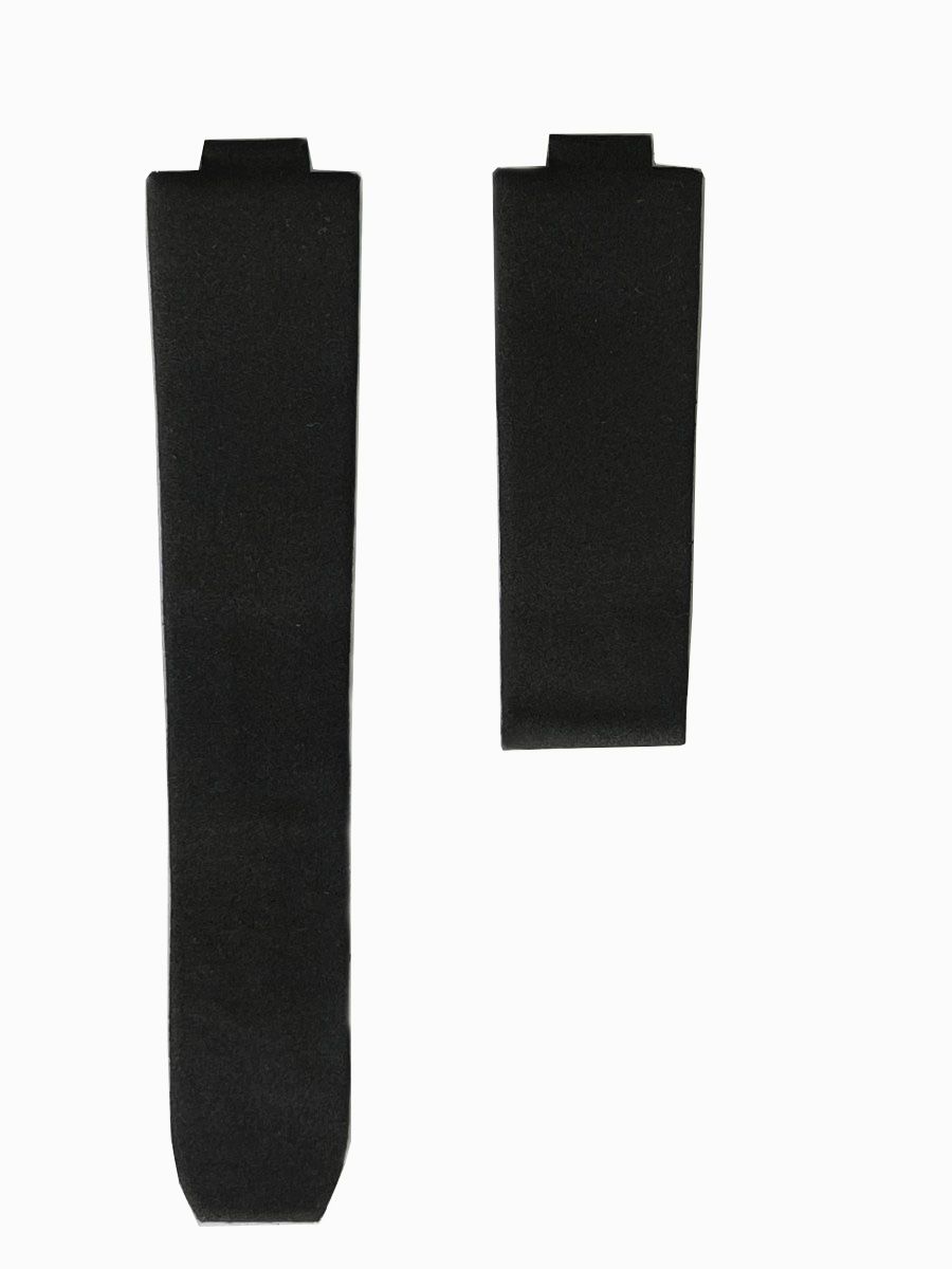 Cartier 21 Authoscaph / Chronoscaph style watch strap in Black Nubuck Corn leather