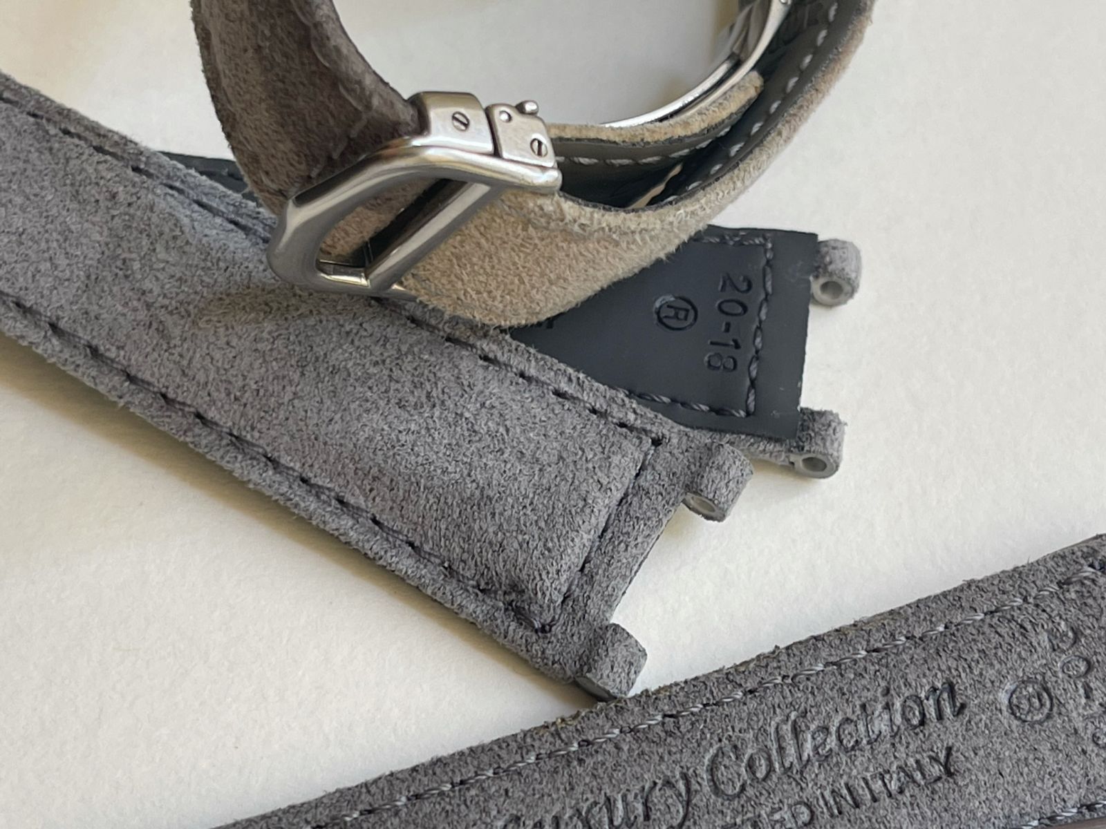 Grey Fume Alcantara strap 20mm for Cartier Pasha 38mm case timepieces