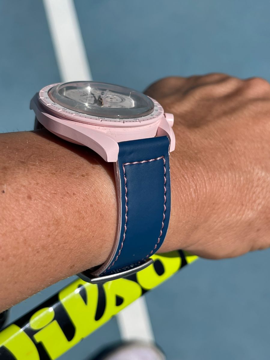 Cobalt Blue Rubberized Corn leather strap 20mm / Omega Swatch MoonSwatch style / Buckle Included