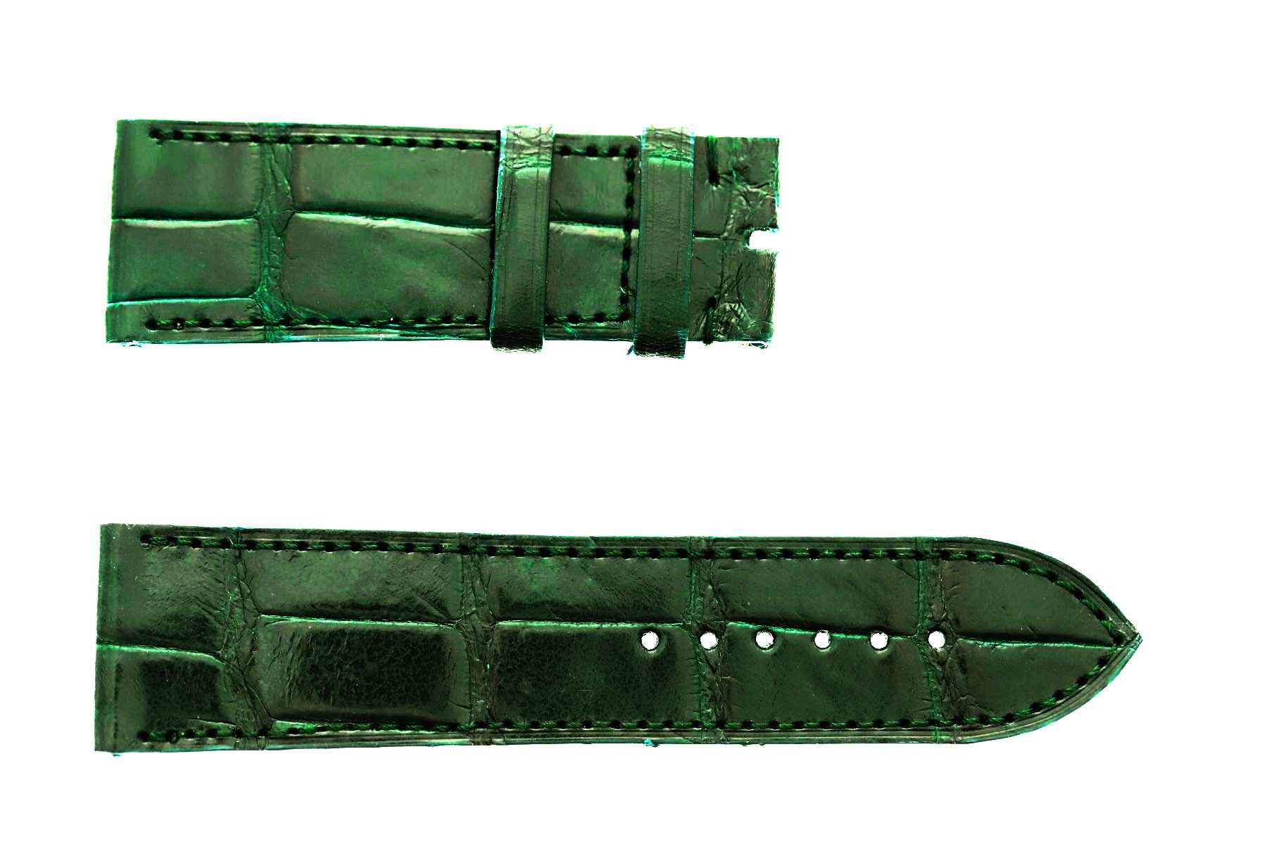 Emerald Green Gloss Alligator leather strap Franck Muller Long Island 1000 SC style