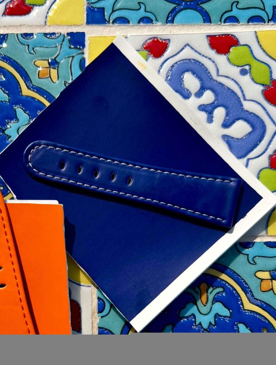 Moroccan Blue Rubberized Bio based Corn Leather Classic strap