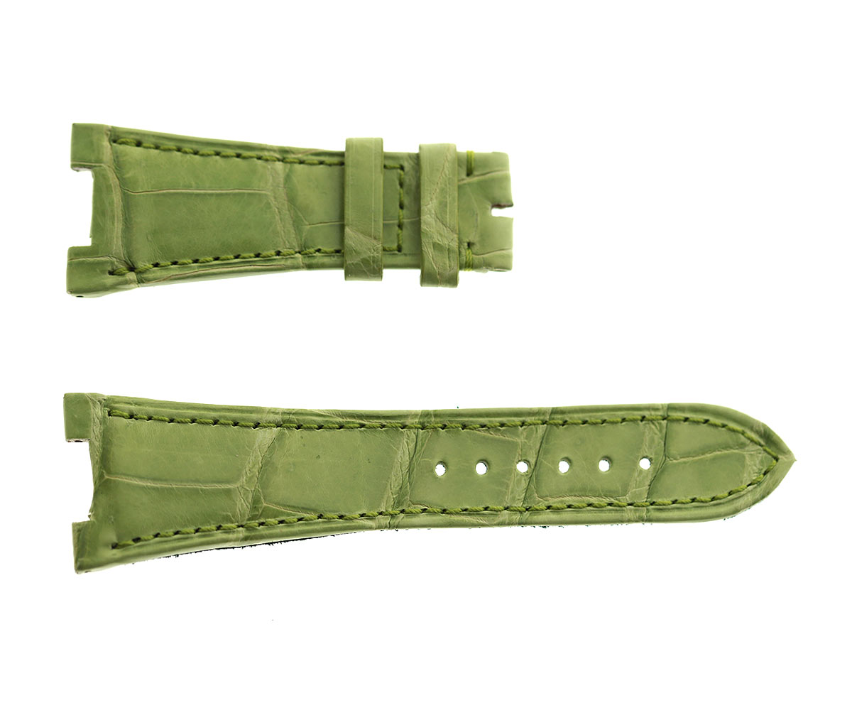 Acid Green Patek Philippe Nautilus style watch strap 25mm in Alligator leather