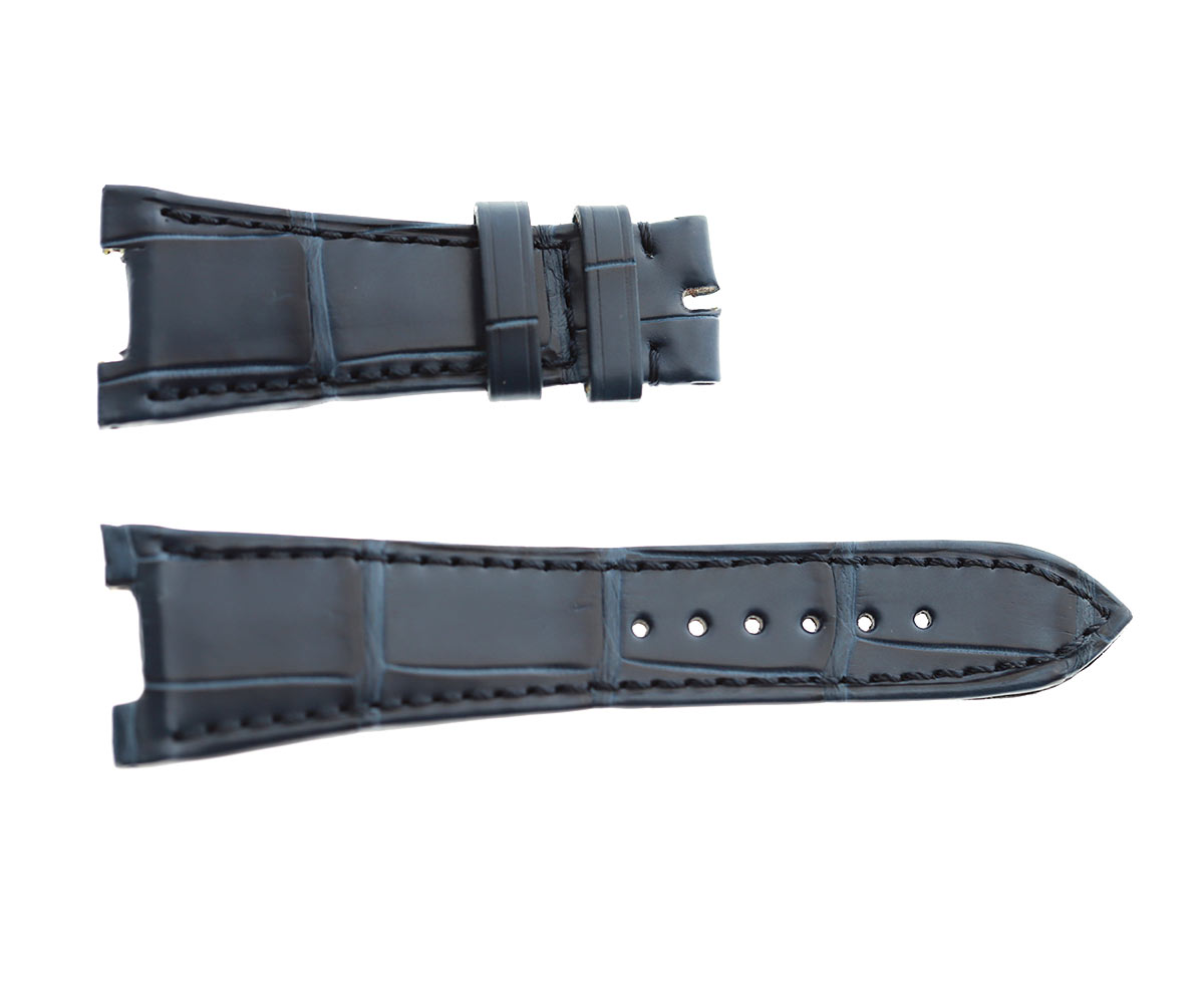 Patek Philippe Nautilus style watch strap 25mm in Blue Jeans Matte Alligator leather