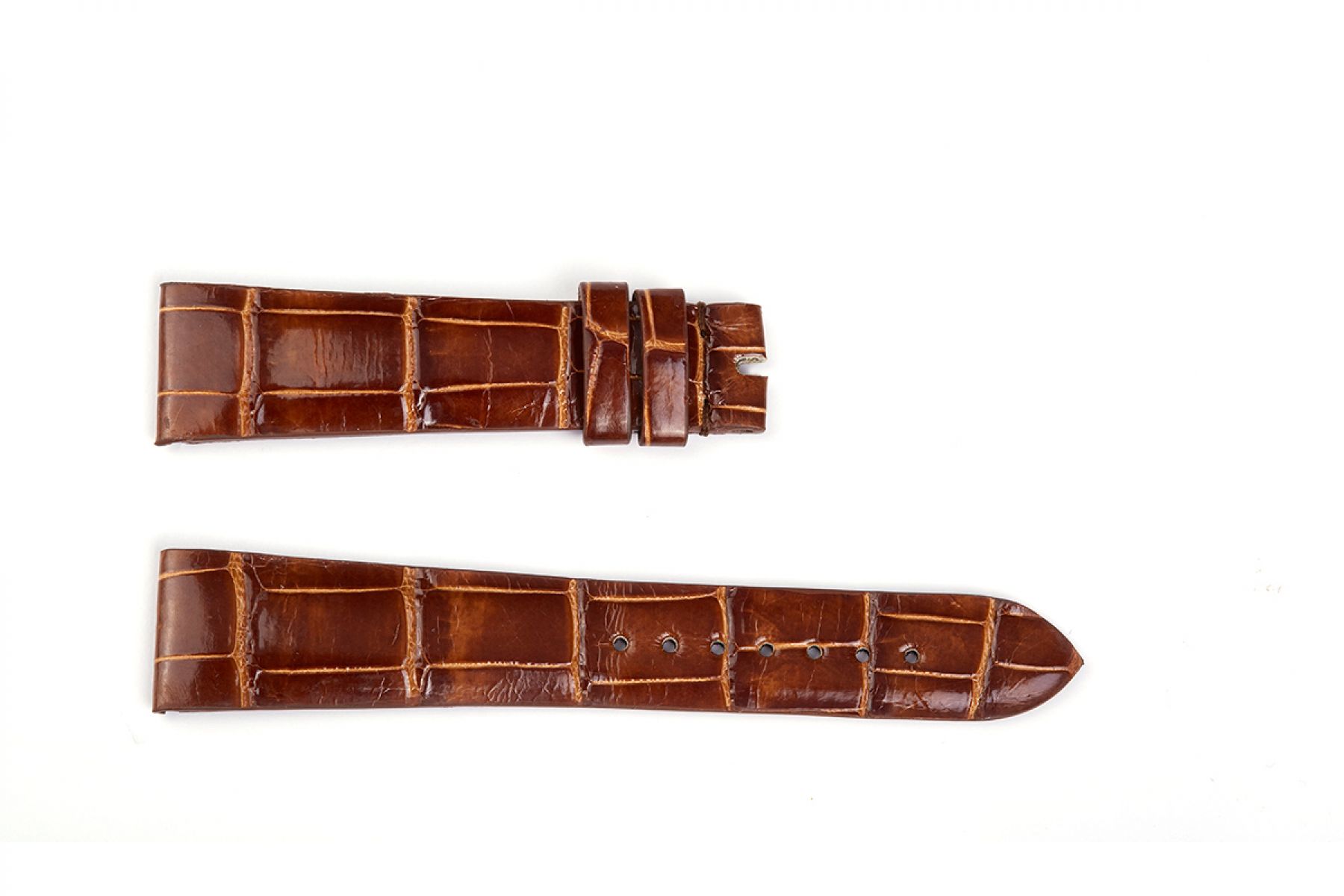 Vintage Brown Turtle Gloss Alligator leather strap 20mm for Rolex Cellini / Dual / Time style