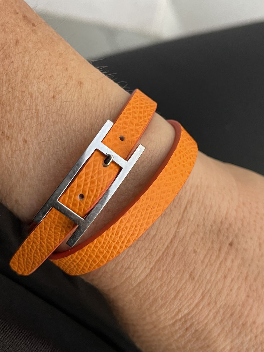Double Tour band in Tangerine Orange Epsom / Napa leather / *Behapi Hermes buckle NOT included