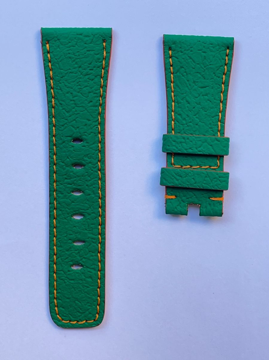 Green Flag Textured Italian Vegan Leather Blancpain style strap 23mm