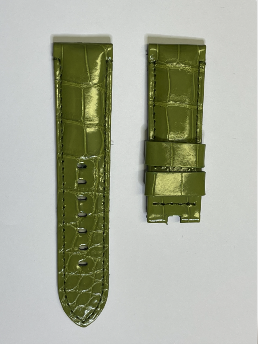 Green Gloss Alligator leather strap PANERAI style