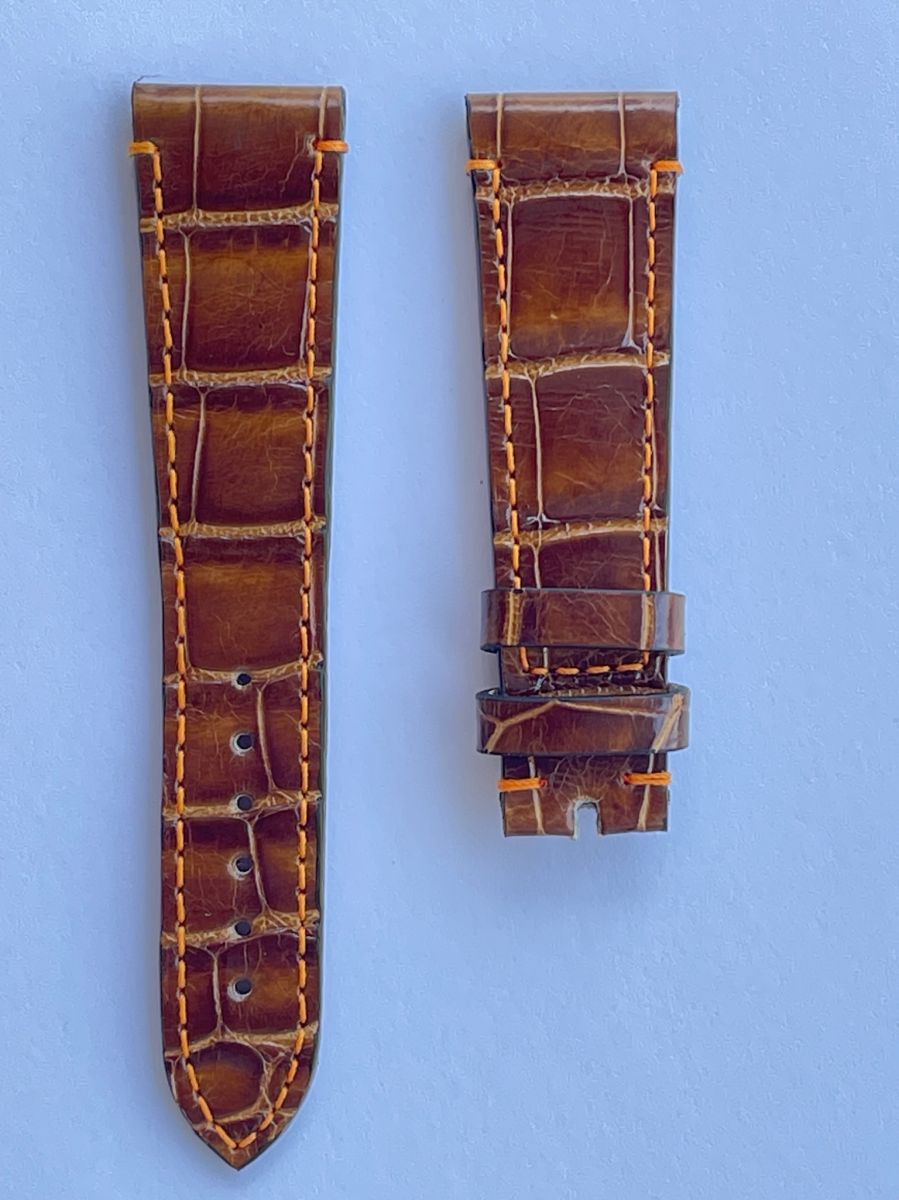 Turtle Gloss Brown Vintage Alligator leather strap / Rolex Daydate Dayjust style